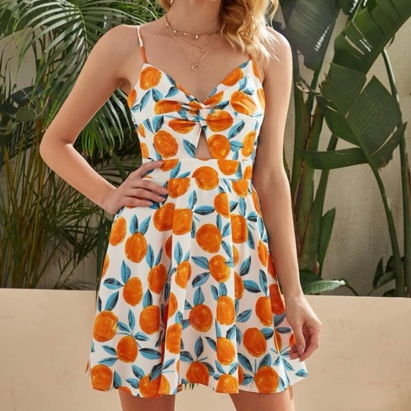 Boutique Dresses & Skirts - Summer Vibe Orange Print Mini Dress